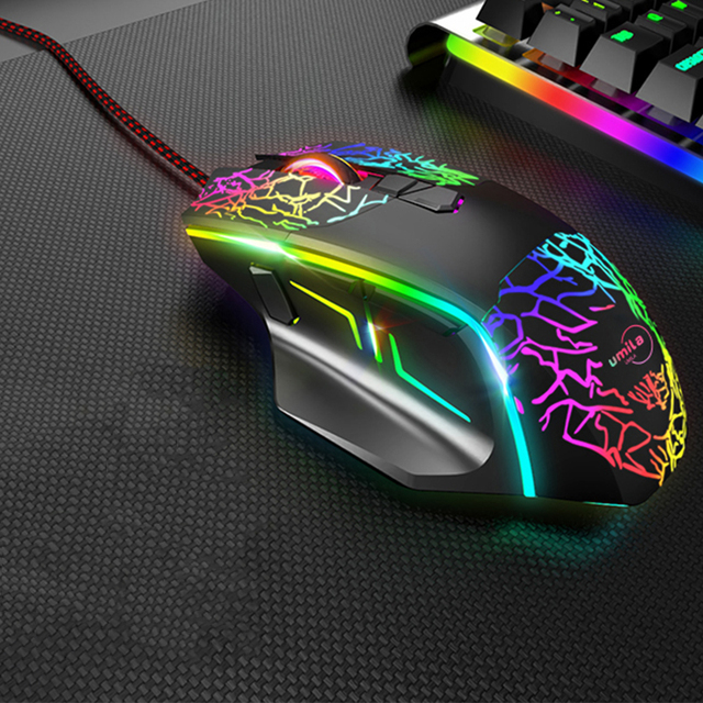 8000 DPI,RGB Backlit Multi-color Ergonomic Optical Gaming Mouse With Side Buttons for PC Laptop Black