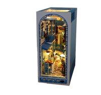 Kit de BookNook DIY personnalisé avec cache-poussière, kit de bricolage serre-livres modèle de construction-Kit de créativité avec lumière LED bricolage maison de poupée Booknook