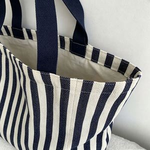 Wholesale Striped Canvas Tote <b>Large</b> Capacity Shoulder Shopping <b>Bag</b> Handbag With Custom Logo - Product Image 4