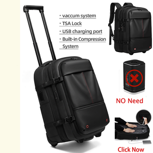 Expandable Anti Theft Auto Compress Trolley Backpack with TSA USB Removabla Air Bag Carry on <strong>Wheel</strong> Built in Pump Vacuum <strong>Rucksack</strong> - Product Image 1