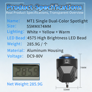 <span class=keywords><strong>CIGO</strong></span> MT1 Einzel- und Doppelfarben-LED-Scheinwerfer 12V DC9-80V IP67 Wasserdicht 4000 Lumen 70W Aluminiumlegierung Universelles Zusatzfahrlicht - Product Image 2