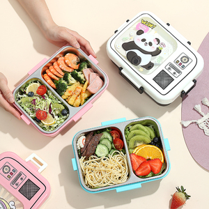 Bán Sỉ 2 Ngăn Thép Không Gỉ TV Hộp Ăn Trưa Nắp Nhựa 800Ml + 40Ml Bento Trẻ Em Hộp Ăn Trưa - Product Image 5