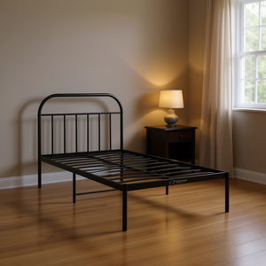 Base de Cama Individual Metálica Whitehouse, Acero con Recubrimiento en Polvo Negro, Muebles para Dormitorio - Product Image 2