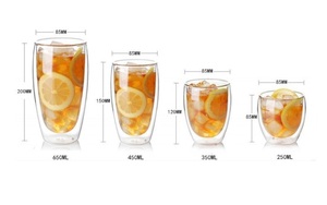Customizable Logo High Borosilicate Glass <b>Coffee</b> Mug Double Wall Heat-Resistant BPA Free 350ml Eco-Friendly Bamboo Cap Microwave - Product Image 4
