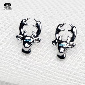 Piercing pour lèvre en titane en forme de tête de cerf F136, bijoux de piercing de qualité médicale, unisexe, à porter au quotidien - Product Image 2