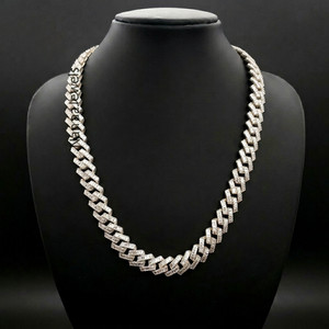 Collier de luxe en moissanite baguette 12 mm, chaîne cubaine en or 10K et argent 925, couleur D VVS, style hip-hop glacé unisexe, toutes tailles - Product Image 1