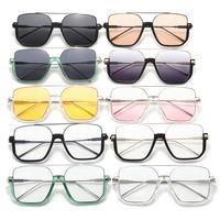 Lunettes de soleil pour femmes, monture large à double barre, anti-lumière bleue UV400, style rétro, tendance influenceur haut de gamme