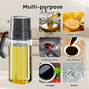 Dispensador de Aceite de Vidrio 2 en 1 de Gran Capacidad (550 ml) en Gris Oscuro, Blanco y Verde para Cocina, Rociador de Aceite para Salsas - Product Image 4