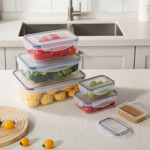 Food Storage Containers Rectangle Plastic Airtight Microwave Safe Refrigerator <b>Lunch</b> Box Bento Fruit Container <b>Set</b> - Product Image 1
