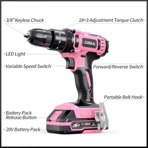 Ensemble perceuse sans fil 20V DIY avec chargeur <span class=keywords><strong>de</strong></span> batterie et mallette <span class=keywords><strong>de</strong></span> transport, mandrin 3/8, 2 vitesses variables, 1550 tr/min, 72 embouts - Product Image 4