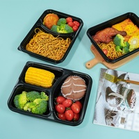 Boîtes alimentaires en plastique à 2 ou 3 compartiments avec couvercle, pour plats à emporter, préparation de repas au micro-ondes, boîte à lunch