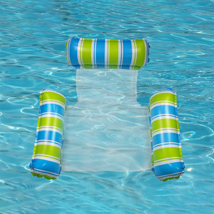 Hamac de piscine flottant gonflable à trois tubes, lit flottant rayé pliable, chaise longue gonflable d'amusement d'eau - Product Image 6