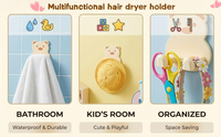 Support mural adhésif sans perçage pour sèche-cheveux, organisateur de rangement pour armoire, accessoires de salle de bain mignons, vente en gros Ningbo