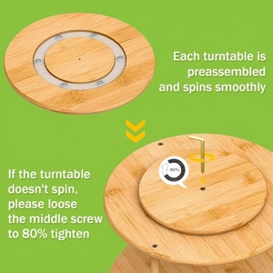 Présentoir rotatif à 360° en bambou à 2 niveaux pour épices et condiments, idéal pour cuisine, salle de bain, garde-manger, vente en gros, antidérapant, logo personnalisé - Product Image 4