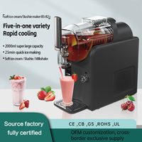 Machine à slushies 5-en-1 avec compresseur de refroidissement, grande capacité 2L, autonettoyante, sans glace, pour usage domestique, machine à slushies de comptoir