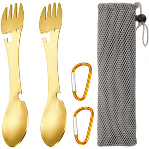 Utensile <span class=keywords><strong>Multifunzione</strong></span> 5-in-1 in Acciaio Inox, Spork con Apribottiglie per Escursionismo e Backpacking - Product Image 3