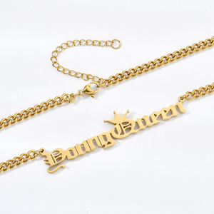 New arrivals Crown young Queen King Stainless steel letter necklace hip hop pendant <strong>jewelry</strong> - Product Image 1