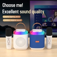 Speaker Nirkabel Portabel untuk Penggunaan di Rumah dengan Lampu LED RGB & Mikrofon Stereo Fitur Jam Komunikasi AUX untuk Audio Karaoke