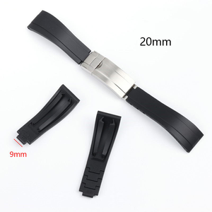 Bracelets de <span class=keywords><strong>montre</strong></span> en silicone respirants et confortables Win-Win de 20 mm avec extrémités courbées et fermoir déployant réglable pour bracelets intelligents - Product Image 2