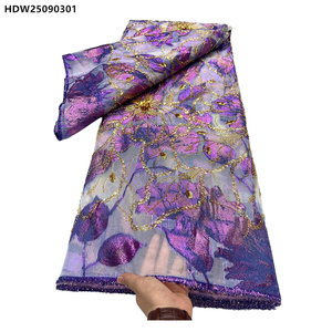 Tessuto Broccato Floreale <span class=keywords><strong>di</strong></span> Alta Qualità con Perline, Lussuoso Ricamo Dorato, Tessuto Jacquard in <span class=keywords><strong>Organza</strong></span> <span class=keywords><strong>per</strong></span> <span class=keywords><strong>Abiti</strong></span> - Product Image 4