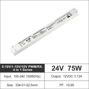 ไดรเวอร์ไฟ LED แบบหรี่แสงได้ CE/RoHS IP20 สำหรับใช้งานภายในอาคาร 75W แรงดันคงที่ 0-10V/1-10V/10V PWM/Rx  100-240VAC-DC 12V 24V  แหล่งจ่ายไฟ LED - Product Image 4