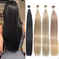 Amlsimte Paquetes de Cabello Liso Como Hueso Extensiones de Salón Fibras de Cabello Natural Súper Largas Tejido de Cabello Sintético Liso Yaki