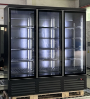 Réfrigérateur vitrine à double température à refroidissement direct à 3 portes avec portes en verre, machine à crème glacée