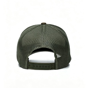 Vintage <b>Camo</b> Mesh Trucker <b>Cap</b> Front Fabric Back Mesh 3D Raised Script Embroidery Adjustable Snapback Outdoor Camping Casual Hat - Product Image 4