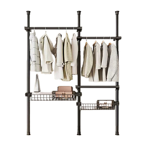 Metal Industrial Pipe Garment Rack cremalheira roupas Heavy Duty telescópico portátil roupas Rack para loja de roupas