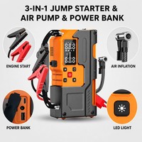 Arrancador de Coches Portátil con Compresor de Aire, Estación de Energía Inalámbrica, Potenciador de Batería de 12V, Cable de Arranque, Monitor de Presión de Neumáticos