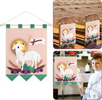Kit de bannière de première communion agneau décorations de première communion bricolage activité d'église feutre agneau 1ère communion bannière pour les enfants