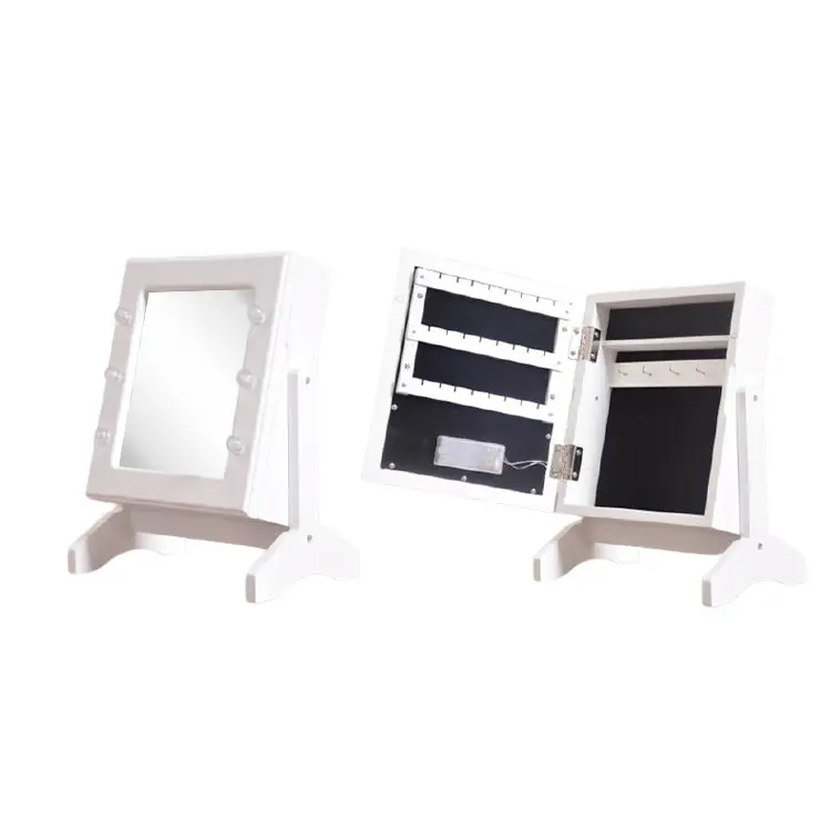 Modern Style Make Up Mirrored Jewelry Cabinet Armoire Mini Table Jewelry Organizer