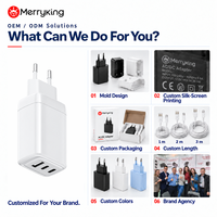 Chargeur rapide GaN 65W PD avec garantie de 3 ans, 2 ports USB-C + 1 port USB-A, certifié CE GS KC UKCA pour CUL ETL FCC SAA PSE CCC EAC CB BIS PSB 100-240V