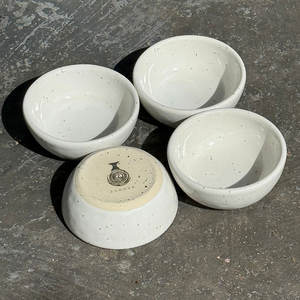 Cuenco de cerámica de gres de alta temperatura, blanco moteado, con acabado esmaltado, hecho a mano, apto para horno y microondas, duradero, elegante, vajilla para hotel - Product Image 2