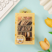 Lot de chouchous pour enfants faits à la main, en tissu coloré très élastique, motif géométrique macarons, style doux, en boîte
