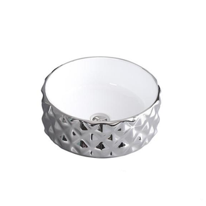 <span class=keywords><strong>Lavabo</strong></span> <span class=keywords><strong>da</strong></span> <span class=keywords><strong>Appoggio</strong></span> Moderno in Ceramica Argento e Oro, Resistente all'Acqua e Durevole, per Bagno Hotel HUIKLER - Product Image 4