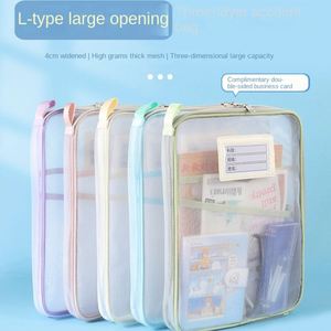 Hot Sale L-shaped Large Capacity Subject <b>Bag</b> Classified Storage Mesh Zipper Pouch Student Exam Tutoring Homework <b>Document</b> <b>Bag</b> - Product Image 2