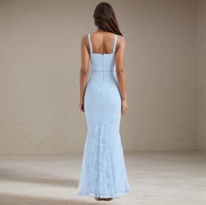 فستان نسائي أنيق من الدانتيل ملاصق للجسم للسيدات فستان سهرة للحفلات الراقصة وصيفة البحر في السماء أزرق فساتين سهرة أنيقة للنساء - Product Image 3