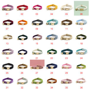 Collier de chien pour chiots collier de chat réglable en coton doux pour les tailles de cou 6 - 12.6 pouces boucle en métal collier pour animaux de compagnie en velours - Product Image 5