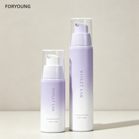 Vente en gros de flacons sous vide en PP de 15 ml/30 ml/50 ml à double paroi, flacon pompe sans air pour échantillons, cadeaux, sérum pour soins de la peau, emballage violet