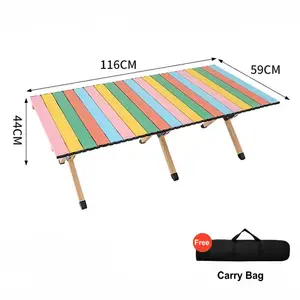 Meja piknik desain Modern gulung mudah dibawa, baja karbon warna pelangi meja berkemah lipat meja Pantai