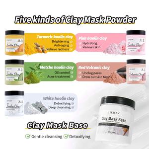 Yüz güzellik DIY cilt temizleme doğal Matcha zerdeçal baz beyaz Kaolin kili maske tozu - Product Image 3