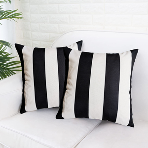 Taie d'oreiller de coussin doux et chaud de luxe motif de rayures noires et blanches modernes pour la maison ou l'hôtel - Product Image 1