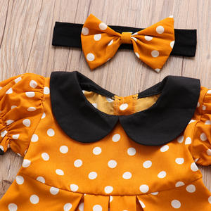 Toddler Girls Korean Sets Kids Short Sleeve Baby Girl Pumpkin <b>Dress</b> With <b>Underwear</b> of Wholesale - Product Image 2