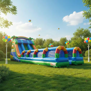 Wholesale Tropical Stimulating Giant <b>Inflatable</b> <b>Slides</b> Double lane <b>Inflatable</b> Palm <b>Water</b> <b>Slide</b> for Sale Summer Party - Product Image 1