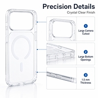Étui magnétique ultra transparent Jimeirui anti-jaunissement N52 en TPU+PC pour 18 Pro/Pro Max compatible avec la charge sans fil