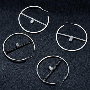 HIBRIDE Exquisite Hochzeit Design Zirkonia Runde Form Creolen Schmuck Zirkon Zirkon Brincos für Frauen Bijoux Femme E-890 - Product Image 1