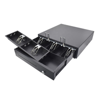 JINGJIE Elektronische Schwarze Verstellbare POS-System-Kassenschublade aus Metall, Smart 7-Fach RJ11 Geldkassette für Supermärkte und Restaurants