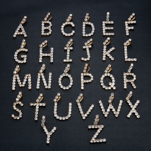 Collar con Colgante de Letra del Alfabeto con Cristales y Diamantes de Acero Inoxidable 316L, de la A a la Z, Venta al Por Mayor - Product Image 2