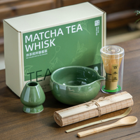 Ensemble de 6 ustensiles pour la préparation du thé matcha, fouet en bambou, support pour fouet, cuillère, bol et tapis en bambou pour débutants